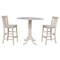 International Concepts Round 42 in Rd Ped Bar Ht Table, 2 Bar Ht Stools, Unfinished, Ready to Finish, 42 in W, 42 in L, Wood K-42DPT-S103-2 - alternate 1